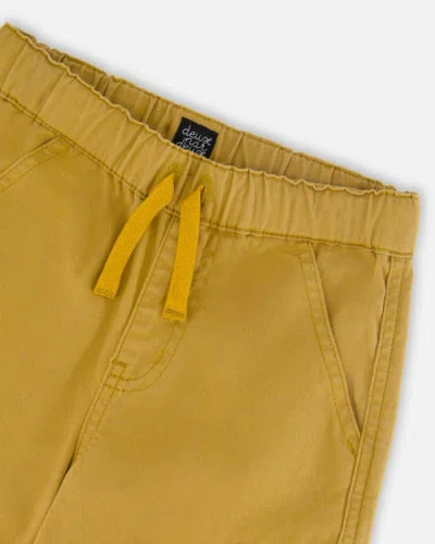 Deux Par Deux Twill Jogger Cargo Pants In Yellow