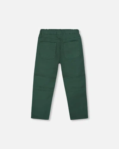 Deux Par Deux Twill Jogger Pants With Patch Pockets In Green