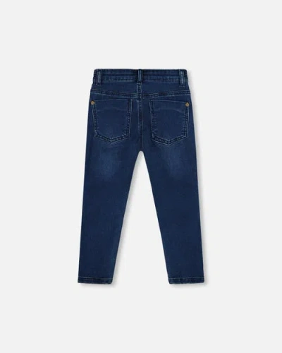 Deux Par Deux French Terry Pants With Contrasting Patch In Blue