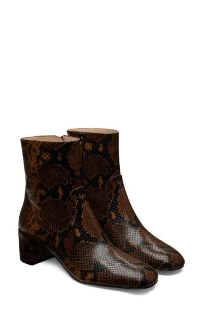 Stuart Weitzman Maeve Snake-printed Leather Booties In Brown
