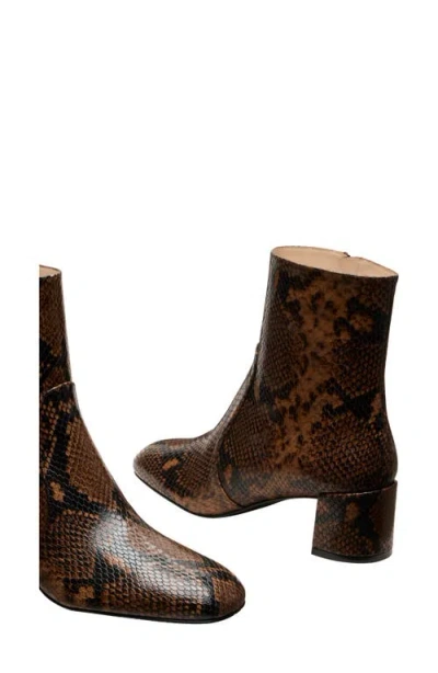 Stuart Weitzman Maeve Snake-printed Leather Booties In Brown