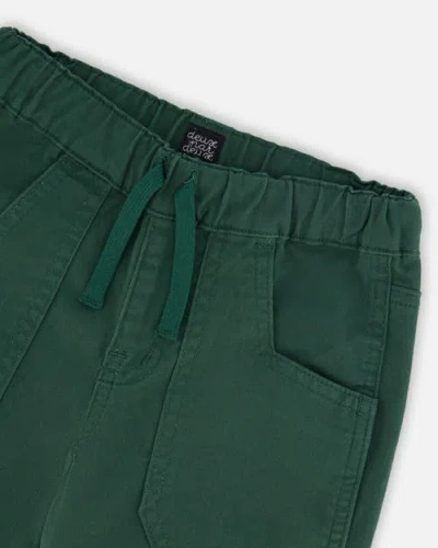 Deux Par Deux Twill Jogger Pants With Patch Pockets In Green