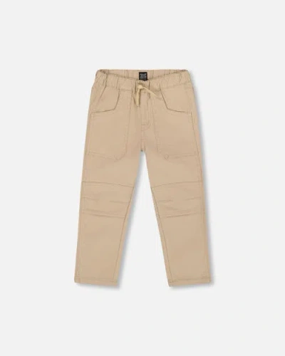 Deux Par Deux Twill Jogger Pants With Patch Pockets In Neutral