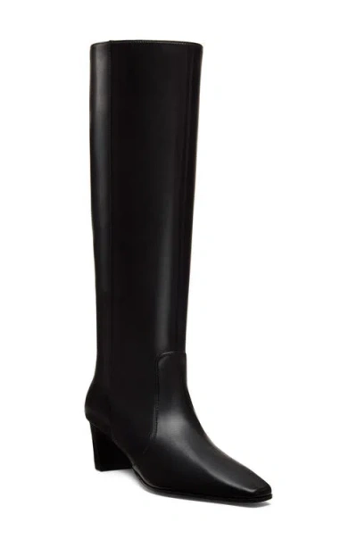 Stuart Weitzman Knee Length Block Heel Pointed Toe Boots In Black