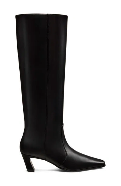 Stuart Weitzman Knee Length Block Heel Pointed Toe Boots In Black