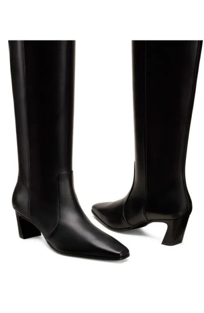 Stuart Weitzman Knee Length Block Heel Pointed Toe Boots In Black