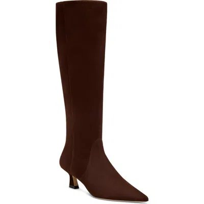 Stuart Weitzman Stylish Suede Ankle Boots With Block Heel In Brown