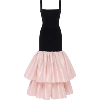 Milla Fitted Maxi Dress With Puffy Tiered Skirt In Multi