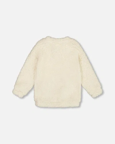 Deux Par Deux Plush Tunic With Bear Pocket In White