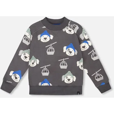 Deux Par Deux Fleece Pullover Sweatshirt Dog In Brown