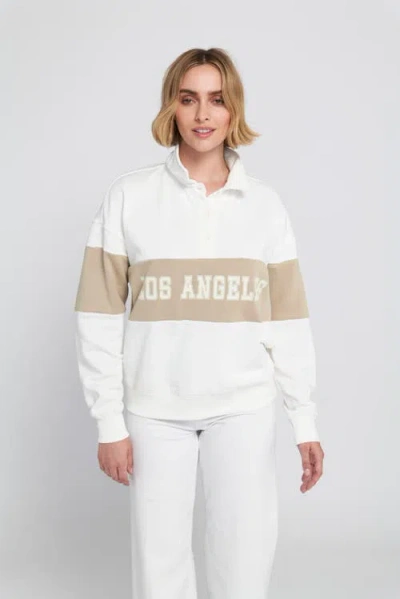 Elle Collection Rugby Pullover Sweatshirt Graphic In Neutral