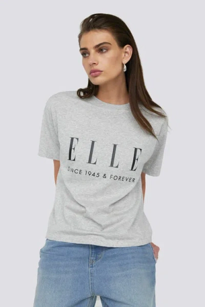Elle Collection Get The Look Logo Printed Tee In Gray
