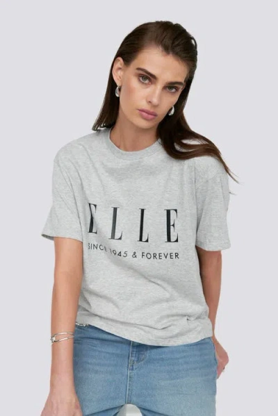 Elle Collection Get The Look Logo Printed Tee In Gray