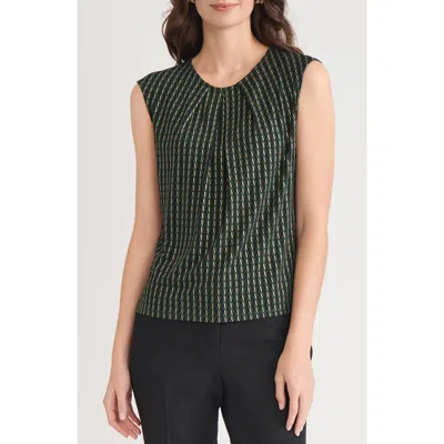 Kasper Foil Print Pleated-neck Extended-shoulder Top, Regular & Petites In Multi