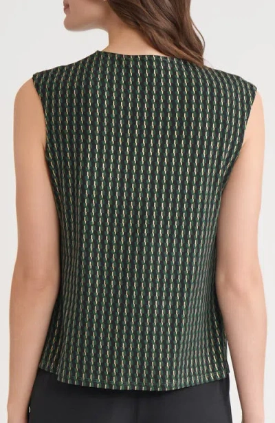 Kasper Foil Print Pleated-neck Extended-shoulder Top, Regular & Petites In Multi