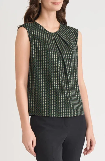 Kasper Foil Print Pleated-neck Extended-shoulder Top, Regular & Petites In Multi