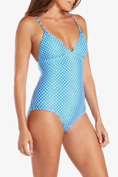 Helen Jon Lattice Back One-piece In Blue