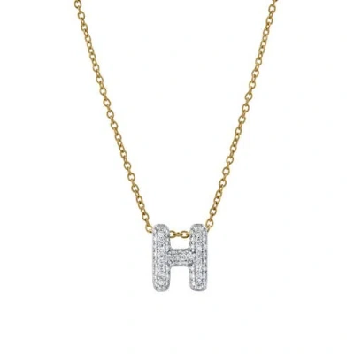 Luvmyjewelry Small Bubble Initial Letter 14k Yellow Gold Diamond Pendant Necklace In Gold