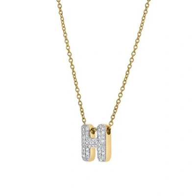 Luvmyjewelry Small Bubble Initial Letter 14k Yellow Gold Diamond Pendant Necklace In Gold
