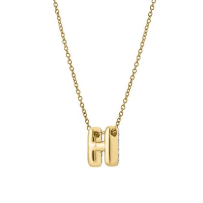 Luvmyjewelry Small Bubble Initial Letter 14k Yellow Gold Diamond Pendant Necklace In Gold
