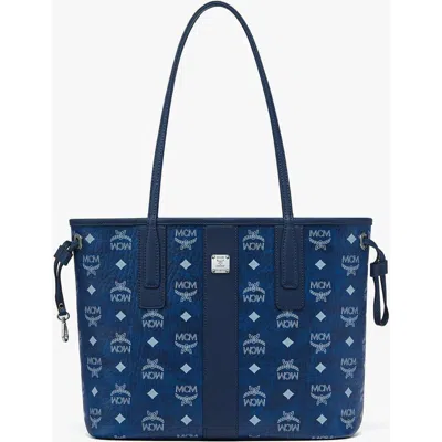 Mcm Small Liz Monogram Tote Bag In Blue