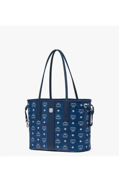 Mcm Small Liz Monogram Tote Bag In Blue