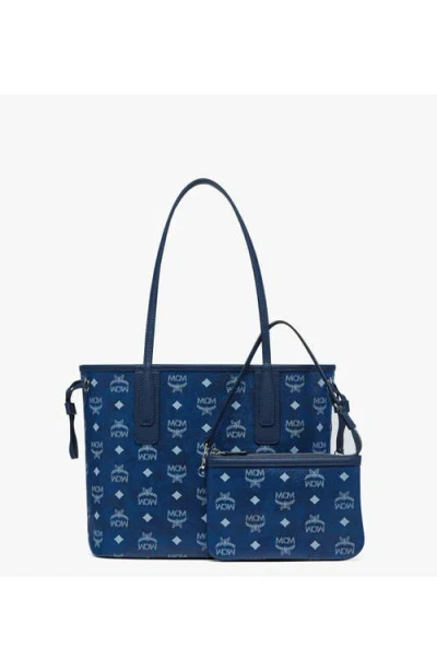 Mcm Small Liz Monogram Tote Bag In Blue
