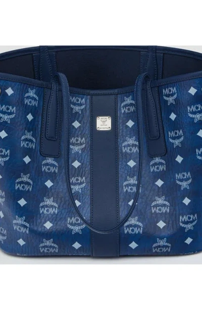 Mcm Small Liz Monogram Tote Bag In Blue