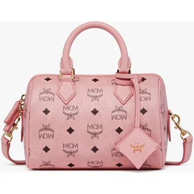 Mcm Structured Top Handle Handbag With Detachable Strap In Pink