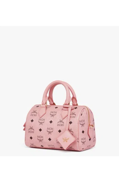 Mcm Structured Top Handle Handbag With Detachable Strap In Pink
