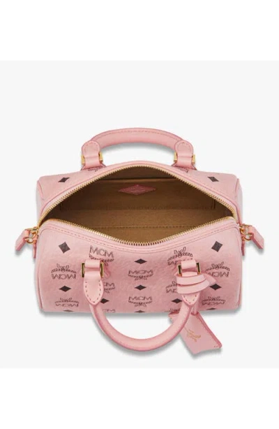 Mcm Structured Top Handle Handbag With Detachable Strap In Pink