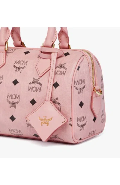 Mcm Structured Top Handle Handbag With Detachable Strap In Pink