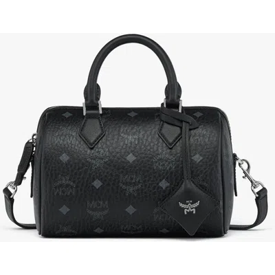 Mcm Ella Boston Bag In Visetos In Black