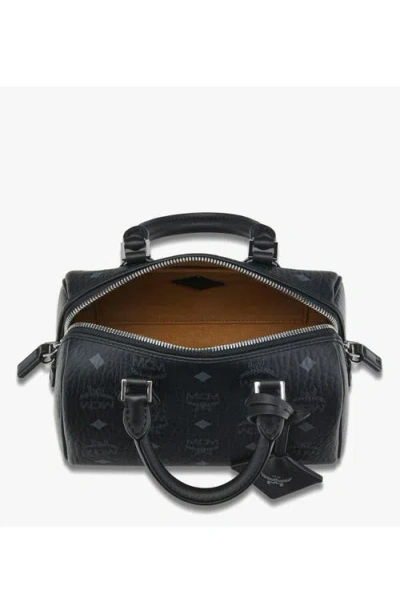 Mcm Ella Boston Bag In Visetos In Black