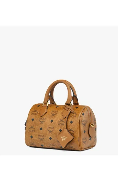 Mcm Small Ella Boston Bag In Brown