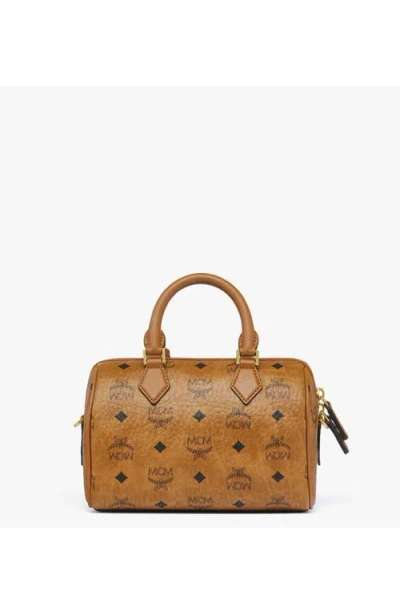 Mcm Small Ella Boston Bag In Brown