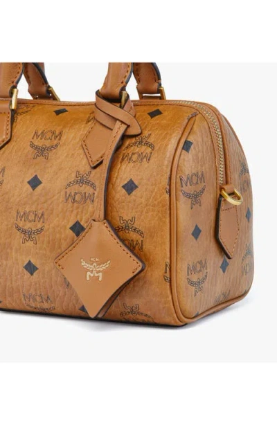 Mcm Small Ella Boston Bag In Brown