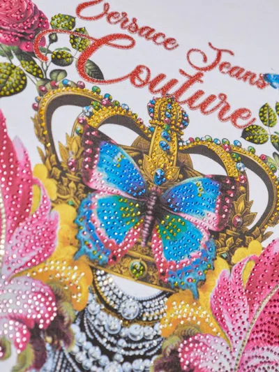 Versace Jeans Couture White Cotton Crew Neck T-shirt With Print In White