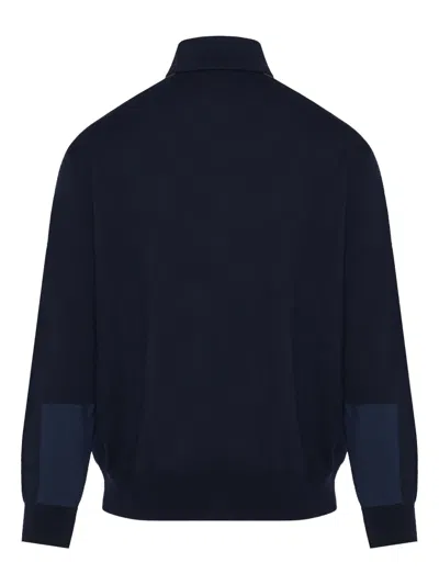Paul & Shark Tech Wool Half Zip Sweater In Blue