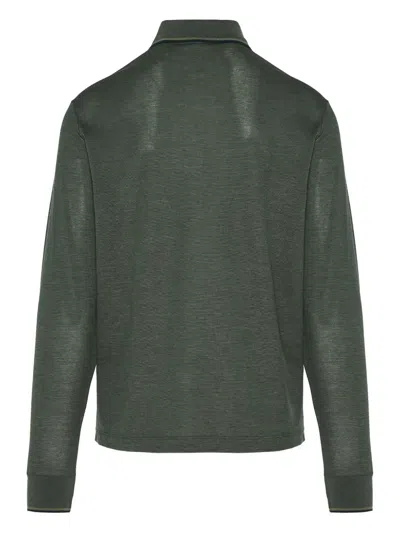 Paul & Shark Long Sleeve Tipped Polo Shirt Green In Green