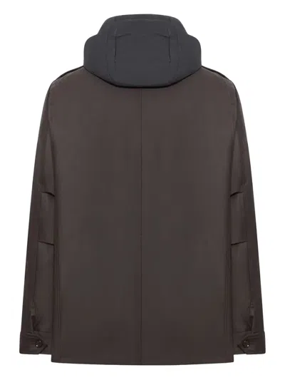 Moorer Isac Hooded Wool Field Jacket In Brown