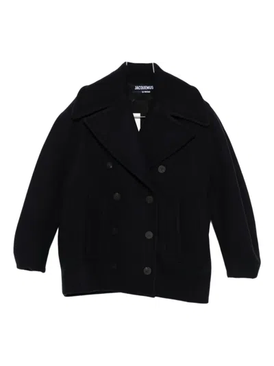 Jacquemus Double-breasted Coat Featuring Notched Lapels In Blue