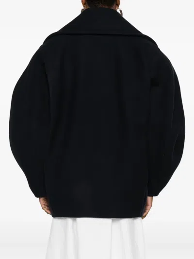 Jacquemus Double-breasted Coat Featuring Notched Lapels In Blue