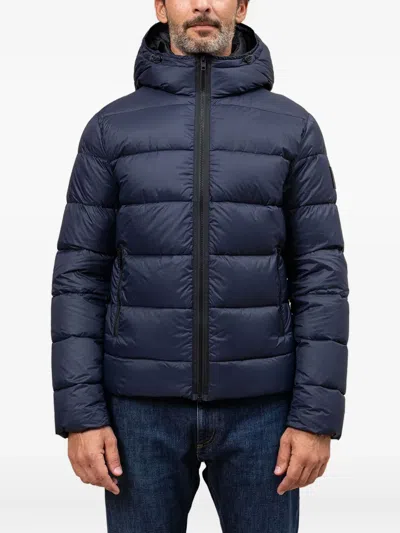Fay Double-front Down Jacket In Calendered Poplin In Blue
