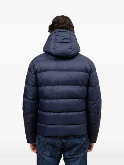 Fay Double-front Down Jacket In Calendered Poplin In Blue