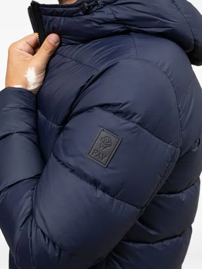 Fay Double-front Down Jacket In Calendered Poplin In Blue