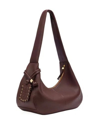Ganni Medium Hobo Tote Bag In Brown