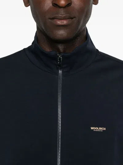 Woolrich Logo Interlock Track Jacket In Black