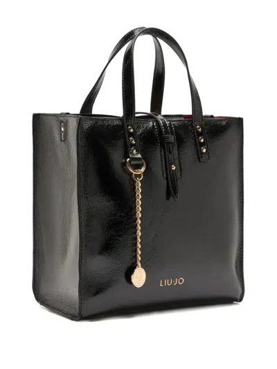 Liu •jo Patent Leather Studded Satchel In Black