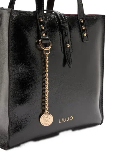 Liu •jo Patent Leather Studded Satchel In Black